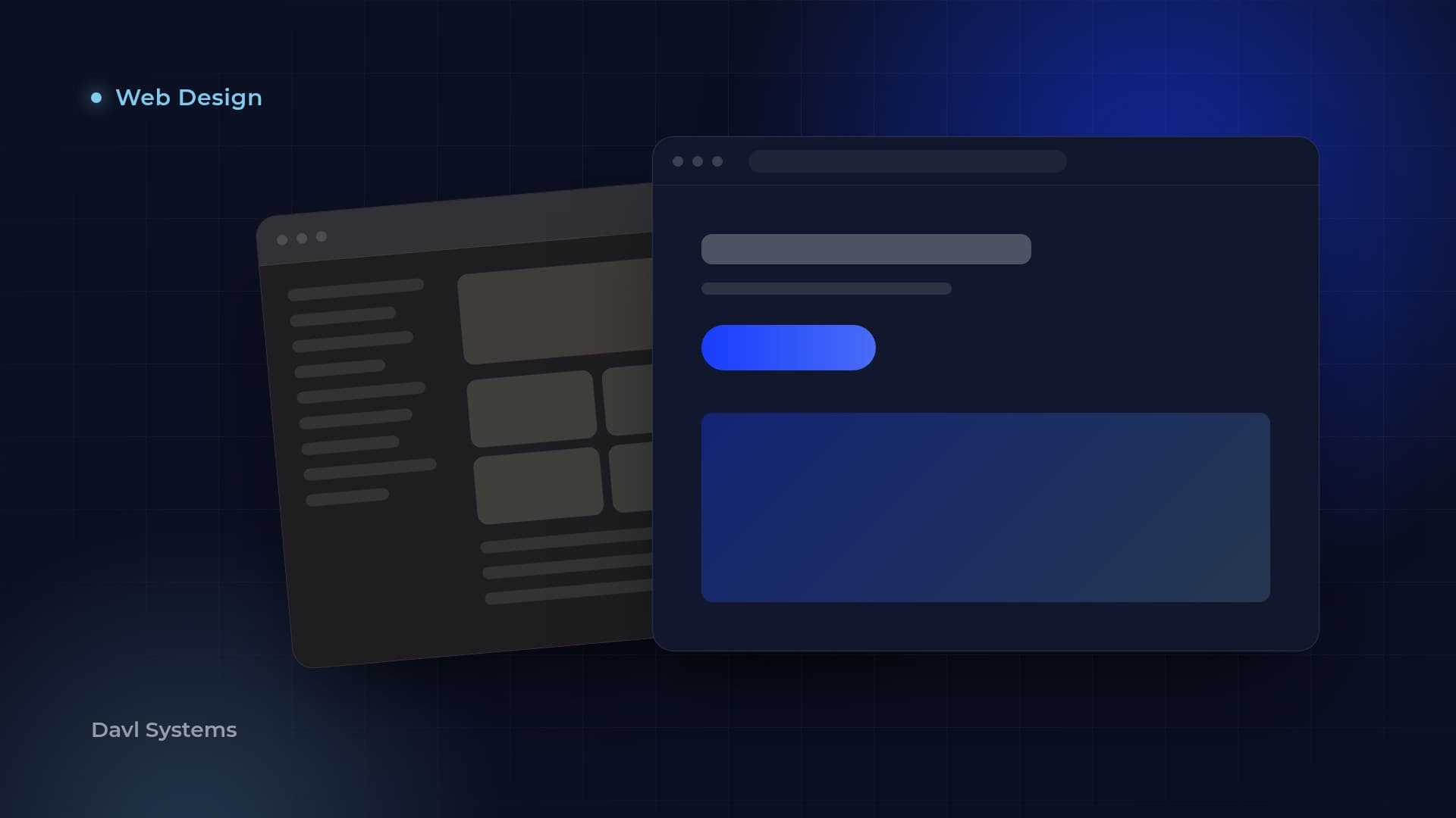 Illustration of a cluttered old website behind a clean redesigned one