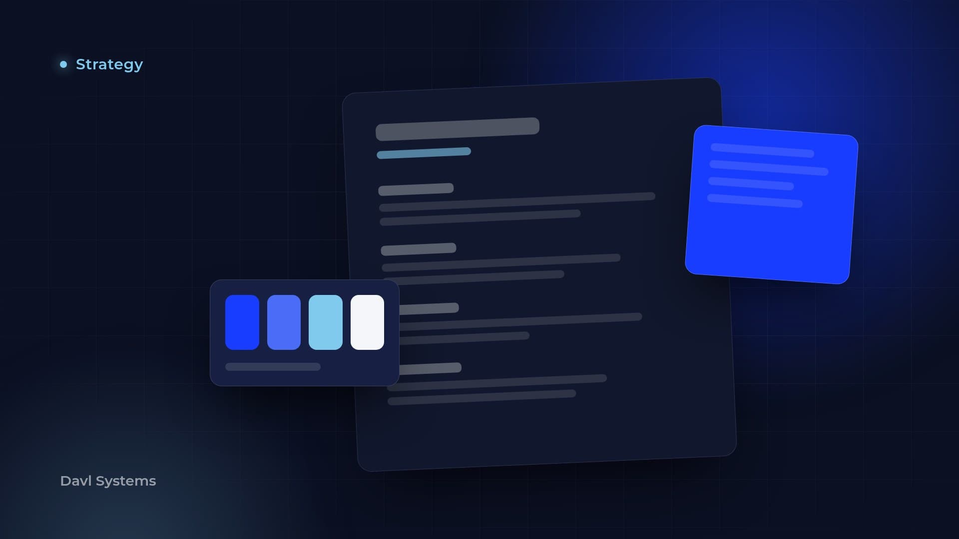 Illustration of a design brief document with a sticky note and colour swatches